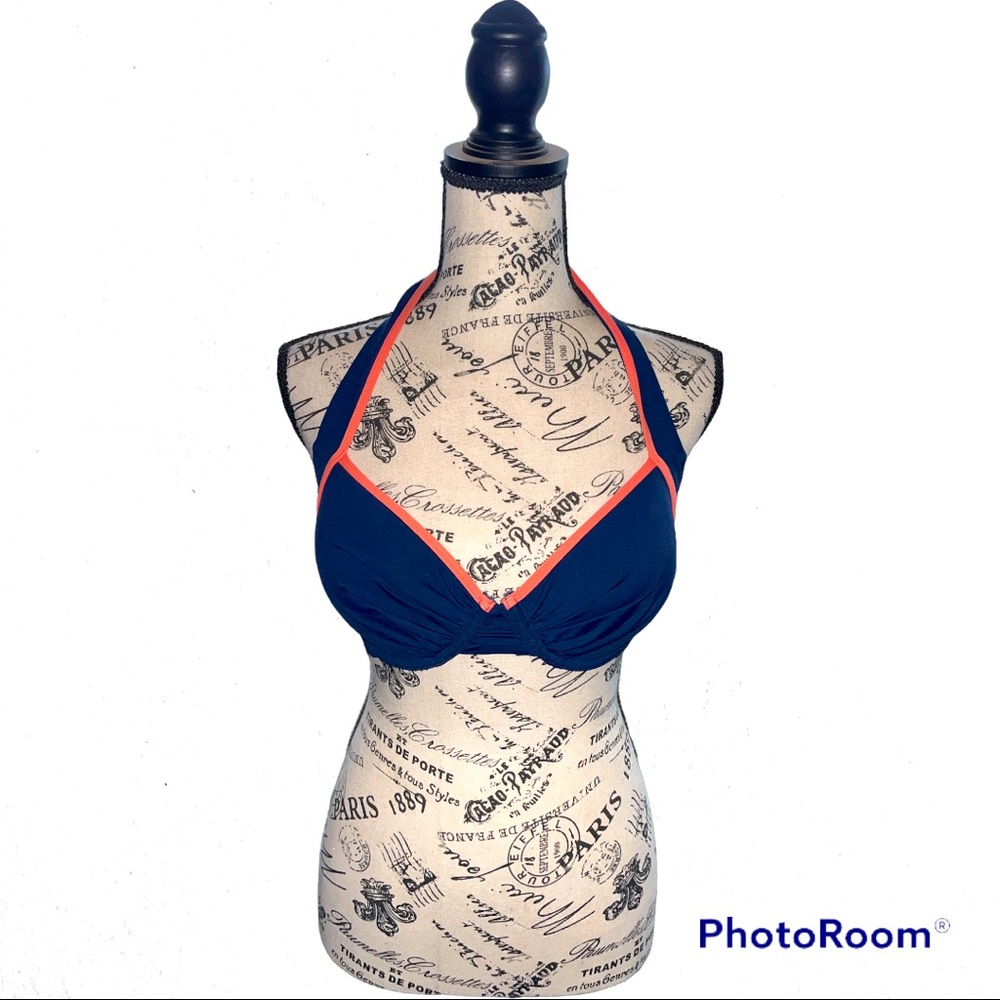 Margaritaville  Swim Navy and Coral Padded Bikini Top